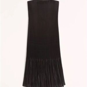 Abercrombie & Fitch Black Strapless Pleat Release Midi Dress